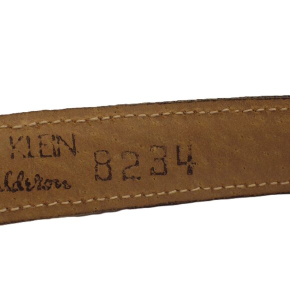 Vintage Anne Klein Leather Snakeskin Print Brown Skinny Belt - Picture 4 of 5